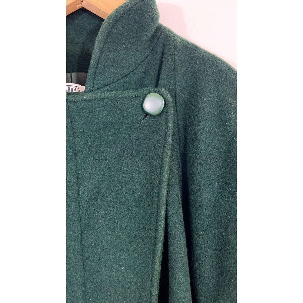VTG 80s Jean Claude Paris Womens Wool‎ Batwing Oversized Coat Size 42 Dark Green